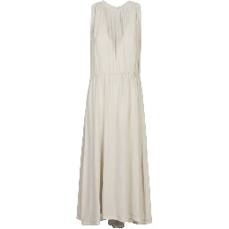 فستان ميدي حريري رمادي فاتح