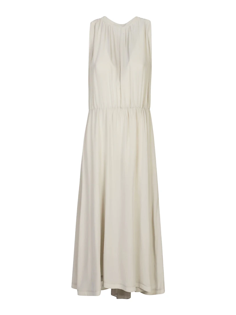 فستان ميدي حريري رمادي فاتح