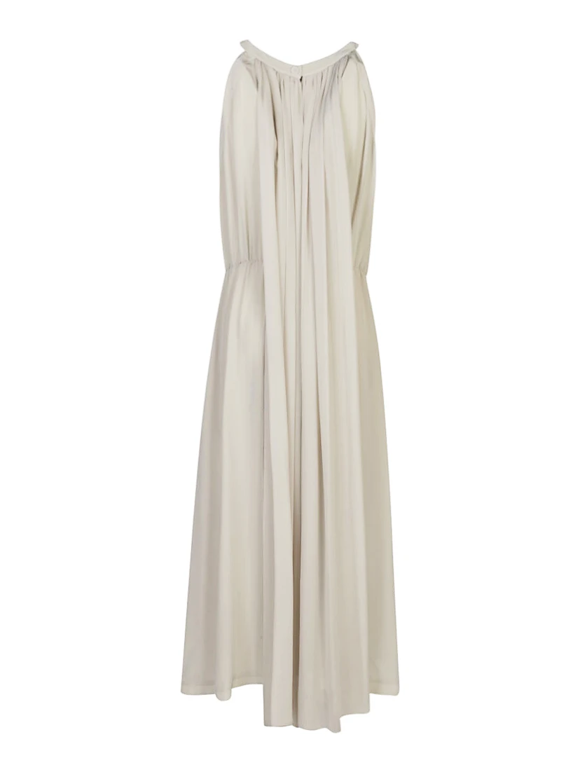 فستان ميدي حريري رمادي فاتح