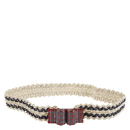 Striped Raffia Belt In Beige