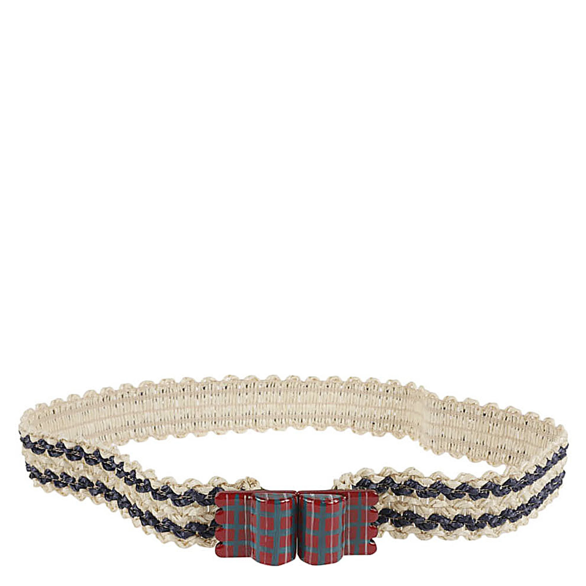 Striped Raffia Belt In Beige