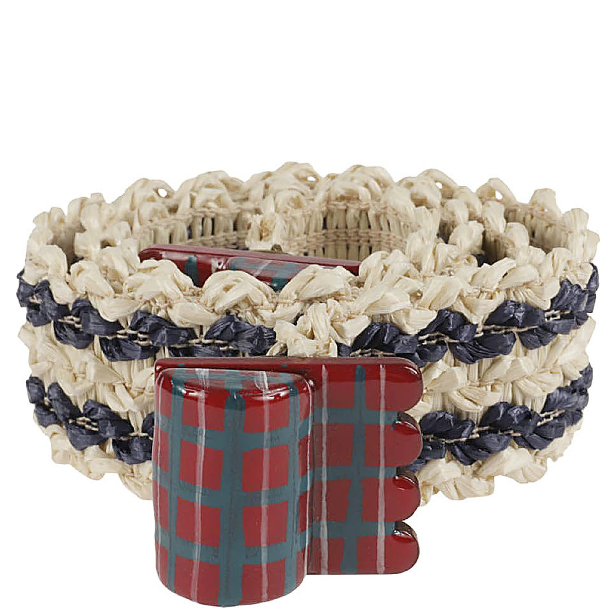 Striped Raffia Belt In Beige