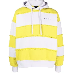 Drawstring Striped Cotton Hoodie In Multicolour