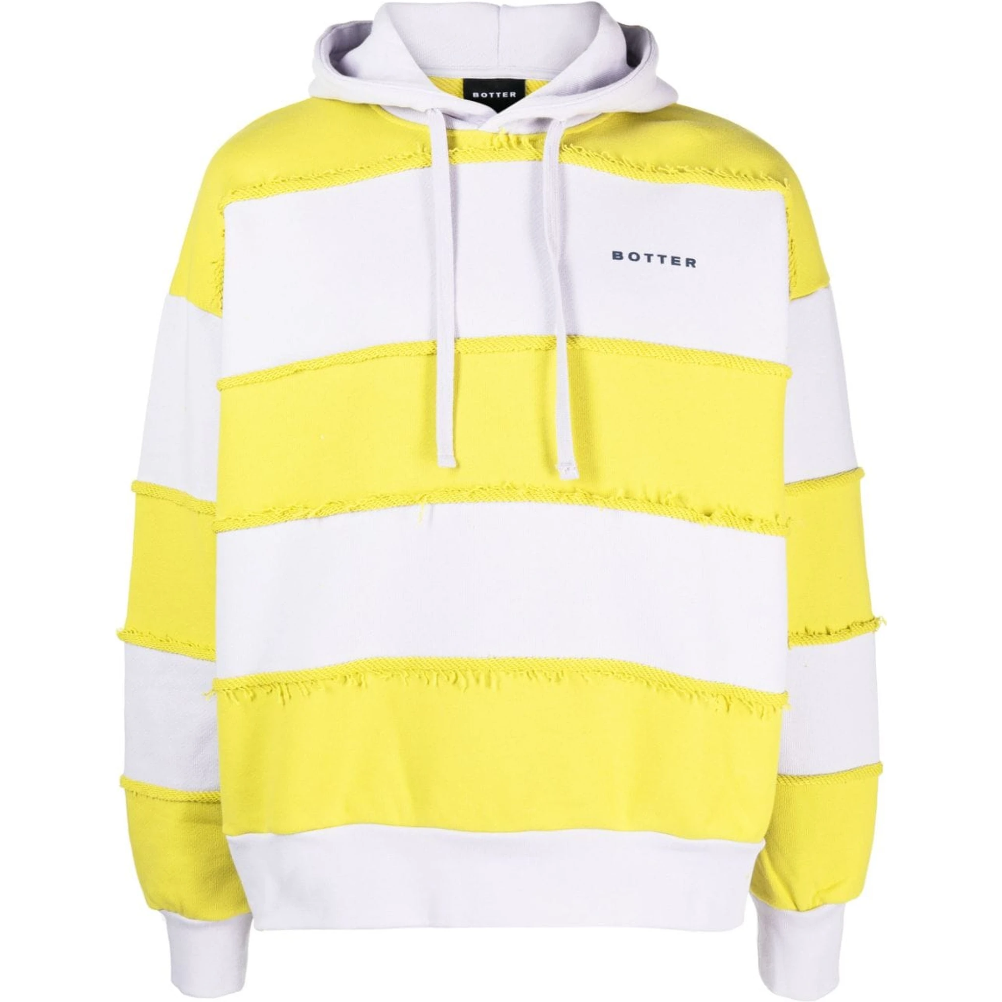 Drawstring Striped Cotton Hoodie In Multicolour
