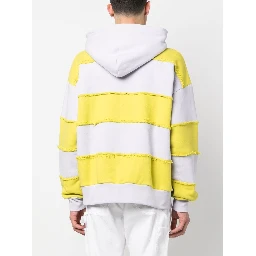 Drawstring Striped Cotton Hoodie In Multicolour