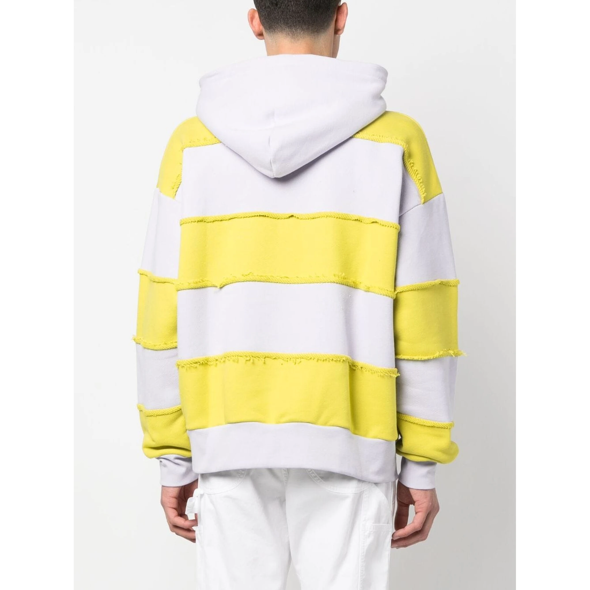 Drawstring Striped Cotton Hoodie In Multicolour