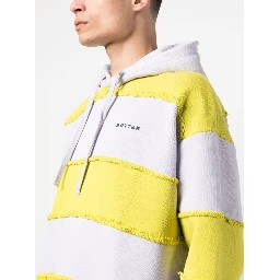Drawstring Striped Cotton Hoodie In Multicolour