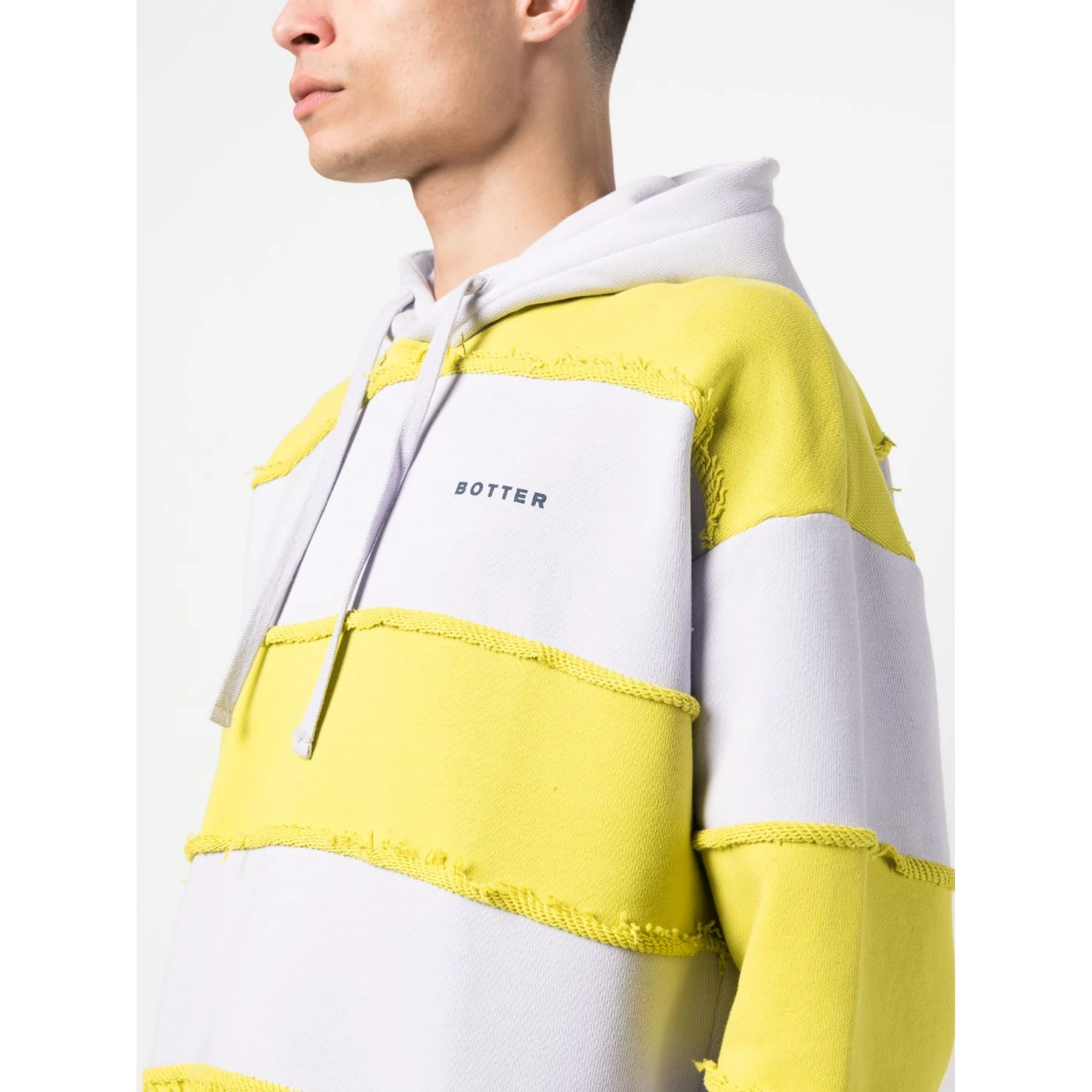 Drawstring Striped Cotton Hoodie In Multicolour