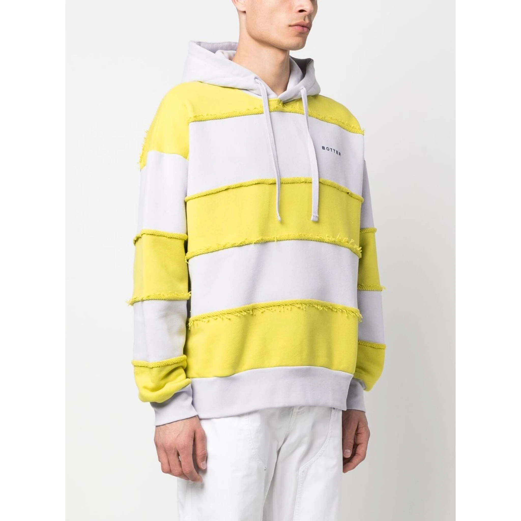 Drawstring Striped Cotton Hoodie In Multicolour