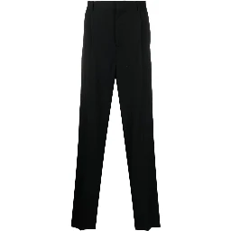 Straight-leg pleated wool trousers