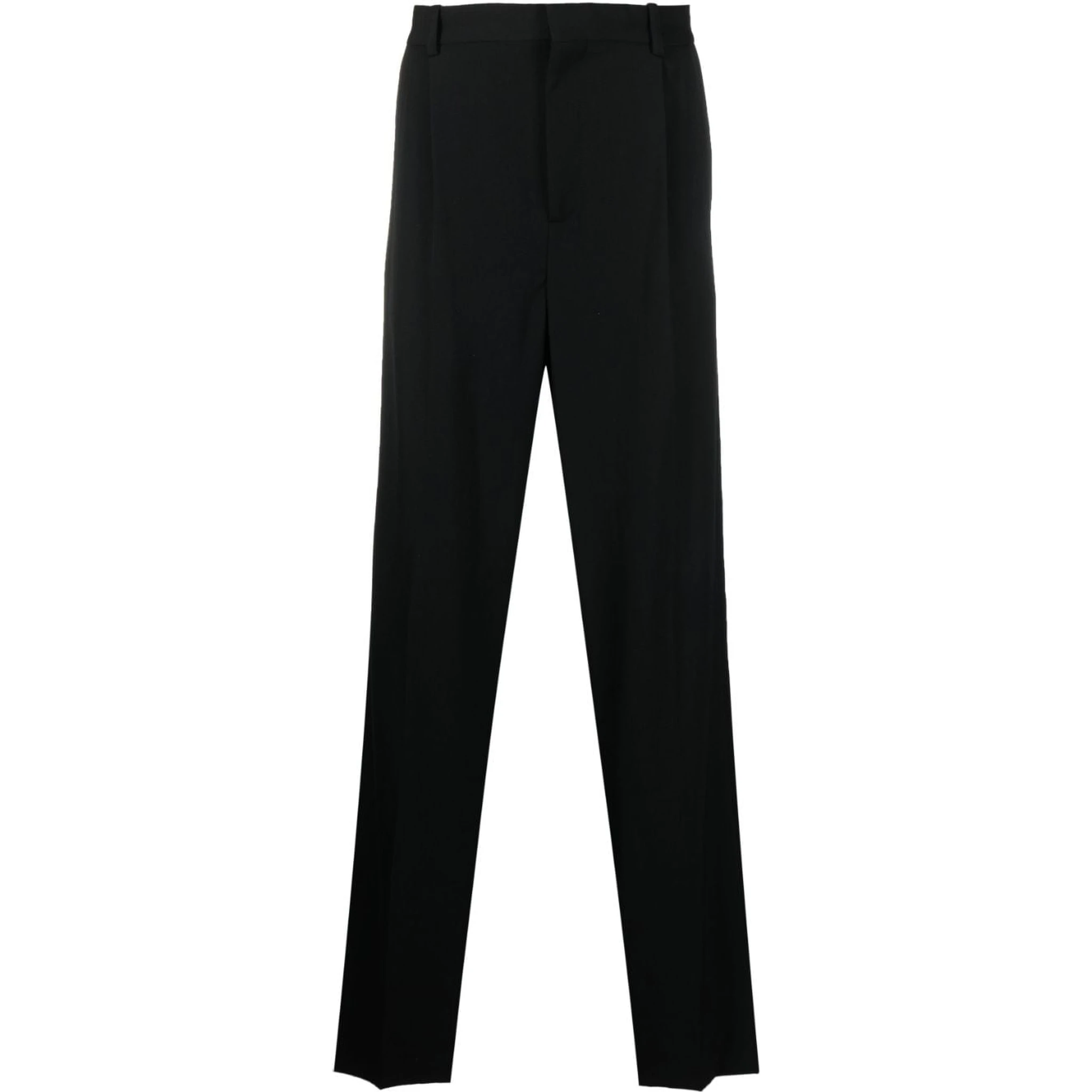 Straight-leg pleated wool trousers