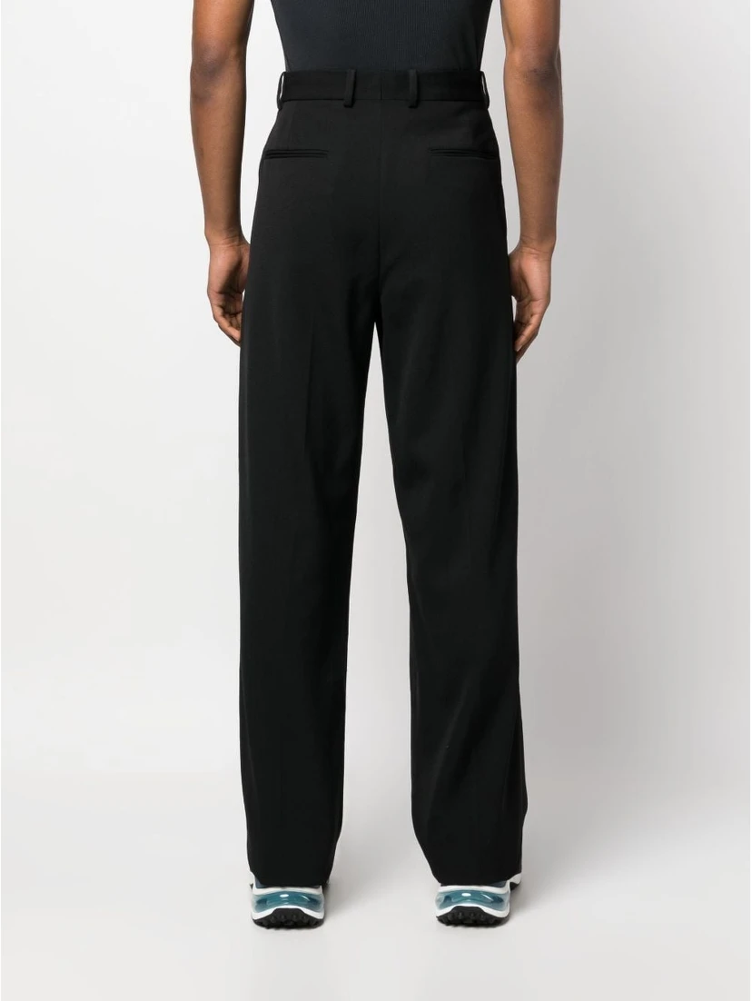 Straight-leg pleated wool trousers