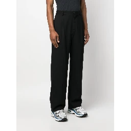 Straight-leg pleated wool trousers