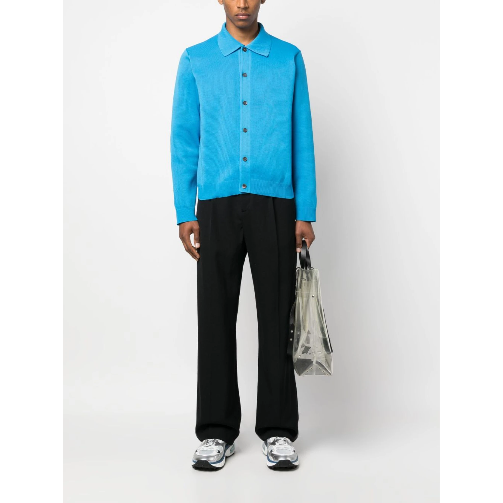 Straight-leg pleated wool trousers