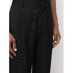 Straight-leg pleated wool trousers