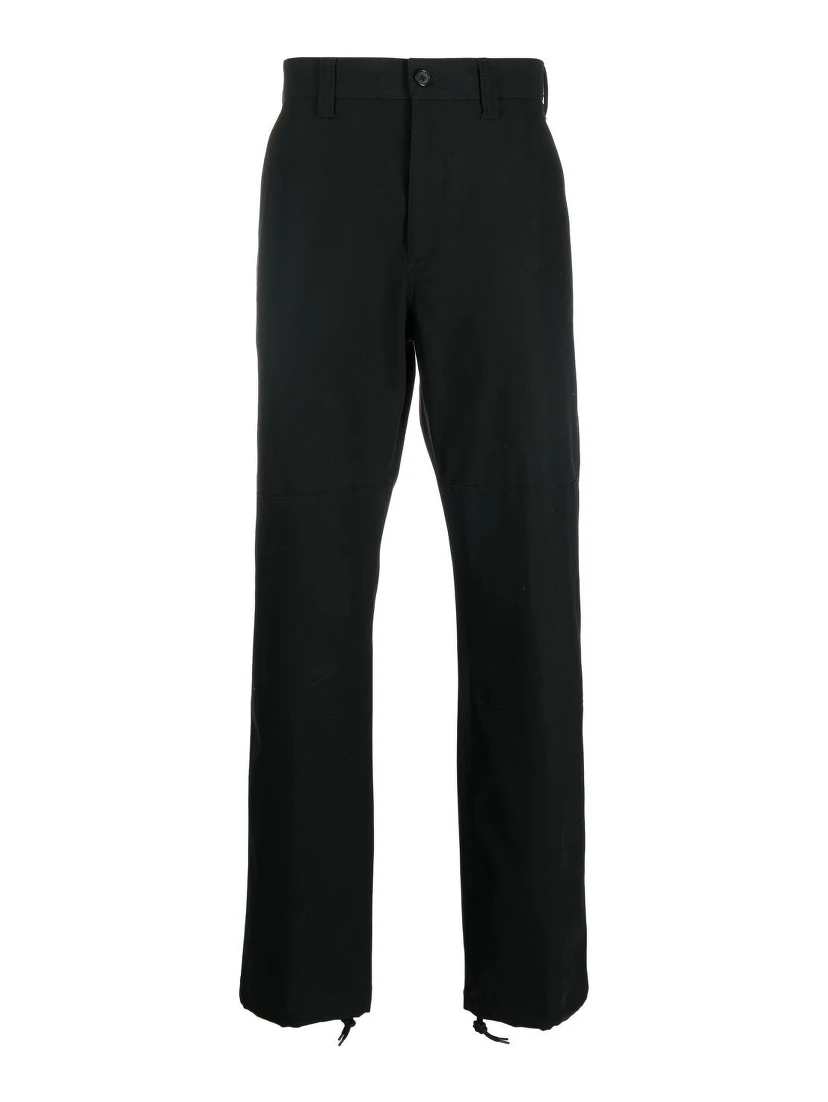 drawstring-hem cotton trousers
