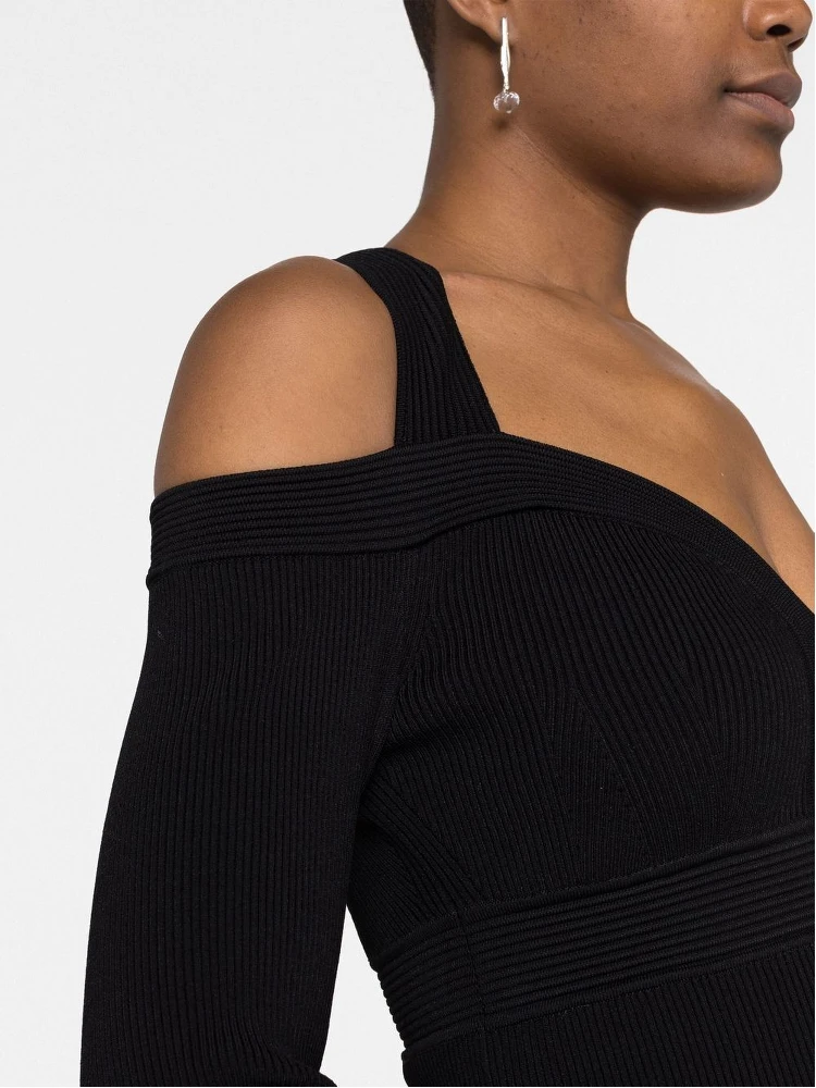 Alexander Mc Queen Off Shoulder Mini Dress In Black alternative