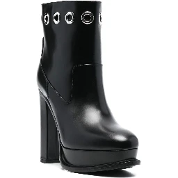 Alexander Mc Queen Leather Heel Ankle Boots In Black