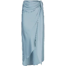 Light Blue Draped Midi Skirt