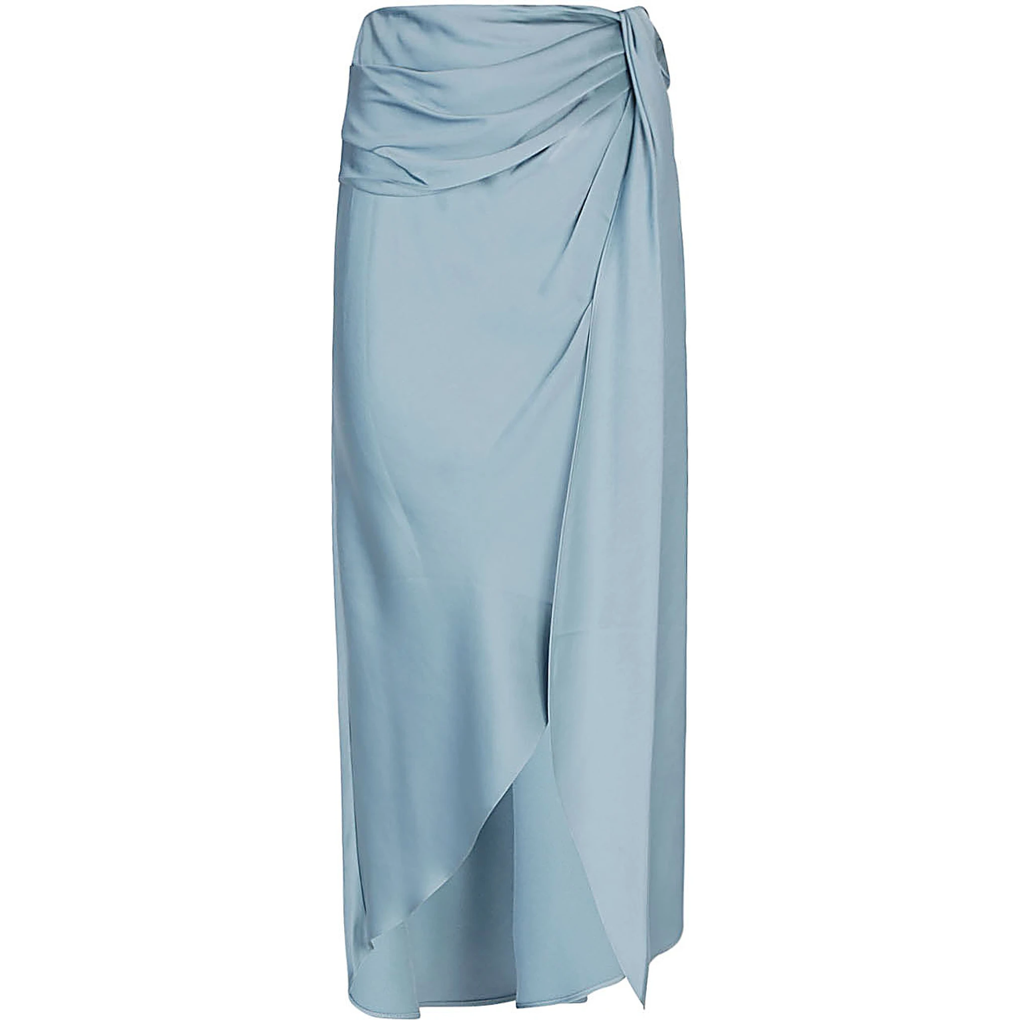 Light Blue Draped Midi Skirt