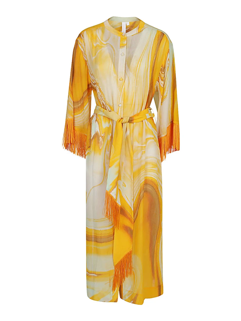 Orange Odelia Cotton Blend Silk Printed Cover Up