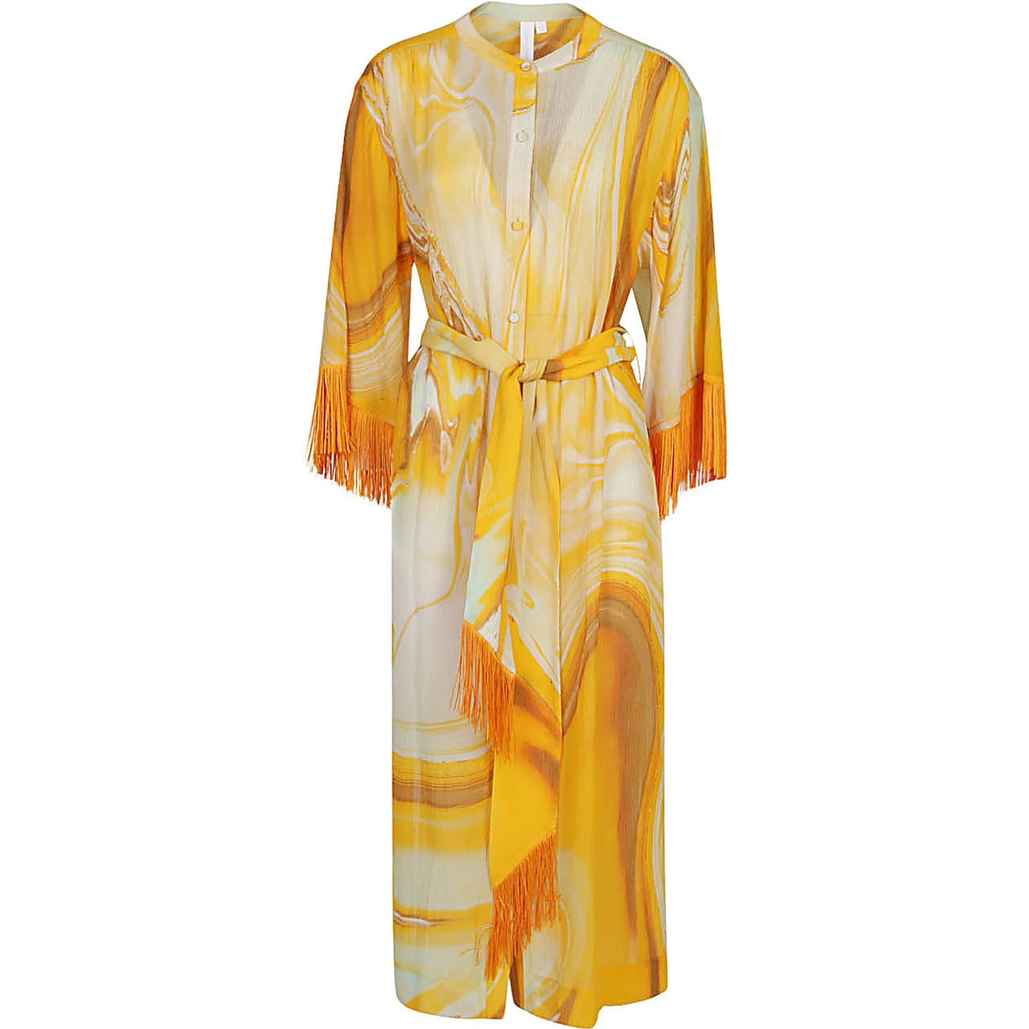 Orange Odelia Cotton Blend Silk Printed Cover Up