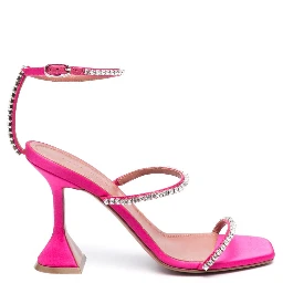 Sculpted Heel Sandals Crystal Embellishment In Purple