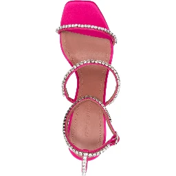 Sculpted Heel Sandals Crystal Embellishment In Purple