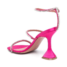 Sculpted Heel Sandals Crystal Embellishment In Purple