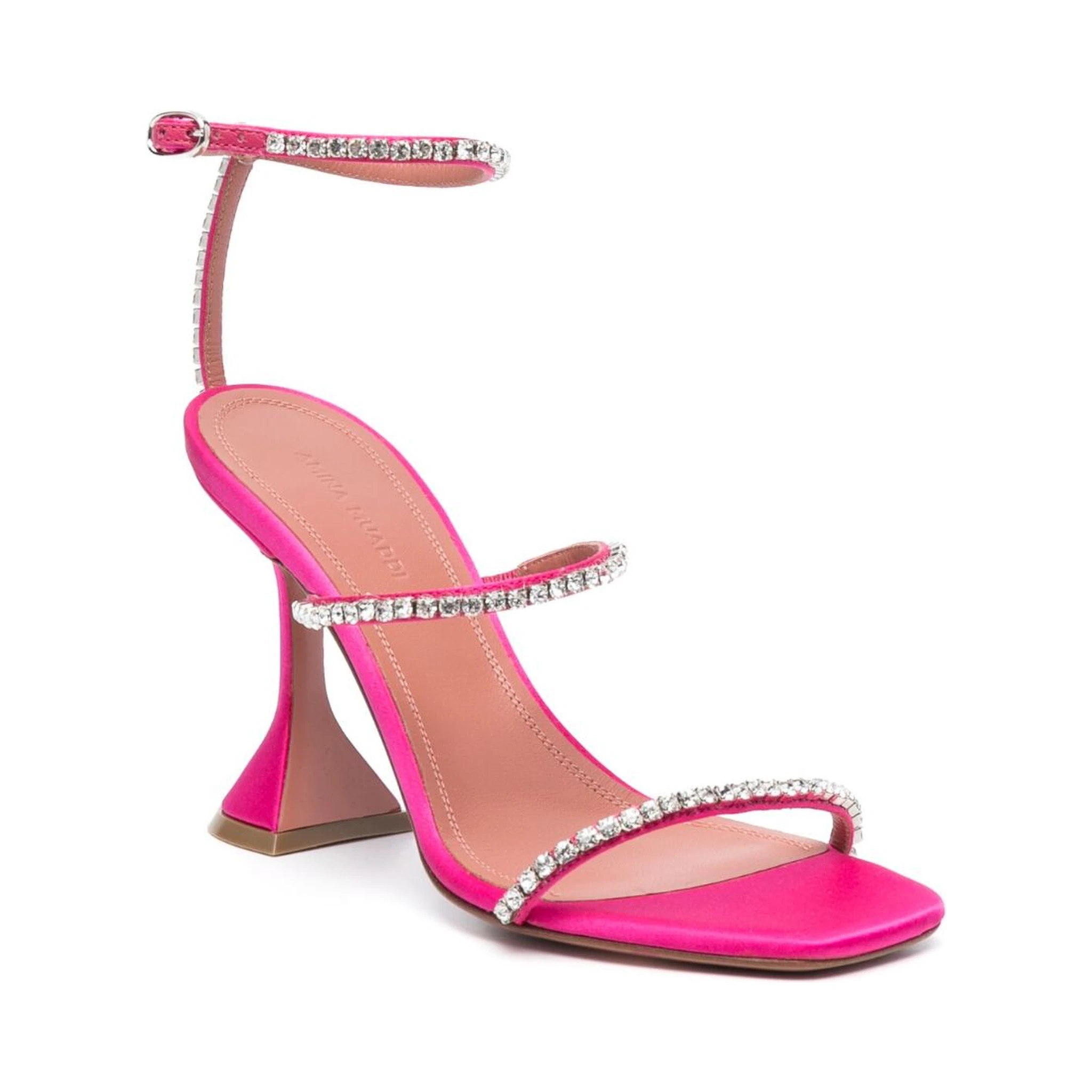 Sculpted Heel Sandals Crystal Embellishment In Purple