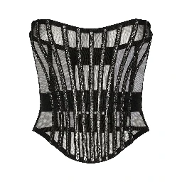 DOLCE & GABBANA X Kim Tulle Embellished Corset In Black
