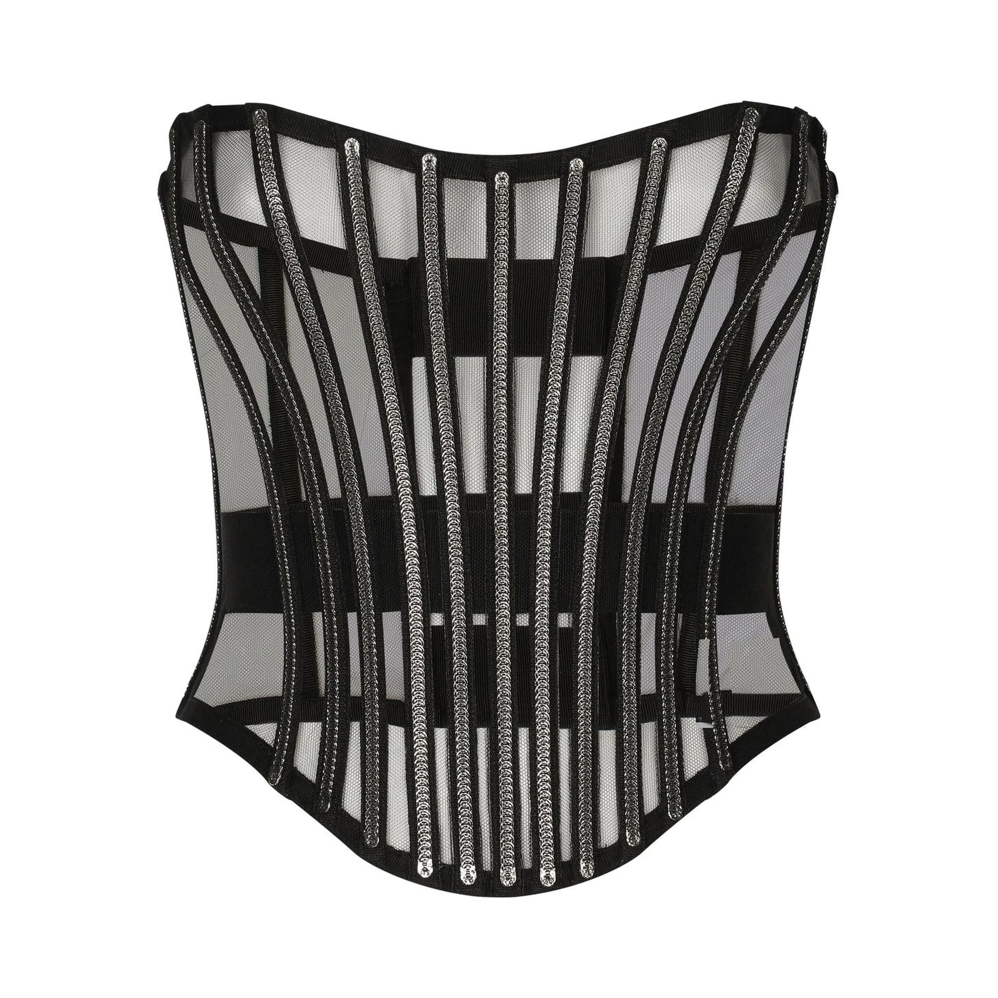 DOLCE & GABBANA X Kim Tulle Embellished Corset In Black