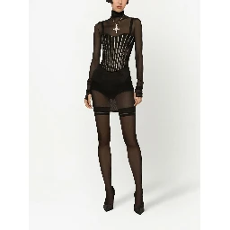 DOLCE & GABBANA X Kim Tulle Embellished Corset In Black