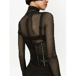 DOLCE & GABBANA X Kim Tulle Embellished Corset In Black
