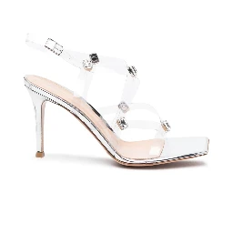 Crystal Fever 105 Pvc And Leather Heeled Sandals In Silver