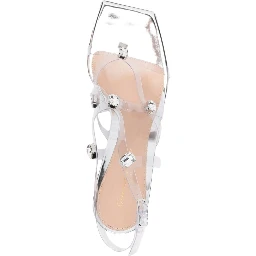Crystal Fever 105 Pvc And Leather Heeled Sandals In Silver
