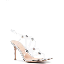 Crystal Fever 105 Pvc And Leather Heeled Sandals In Silver