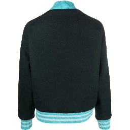 Logo-print Wool-blend Bomber Jacket In Black