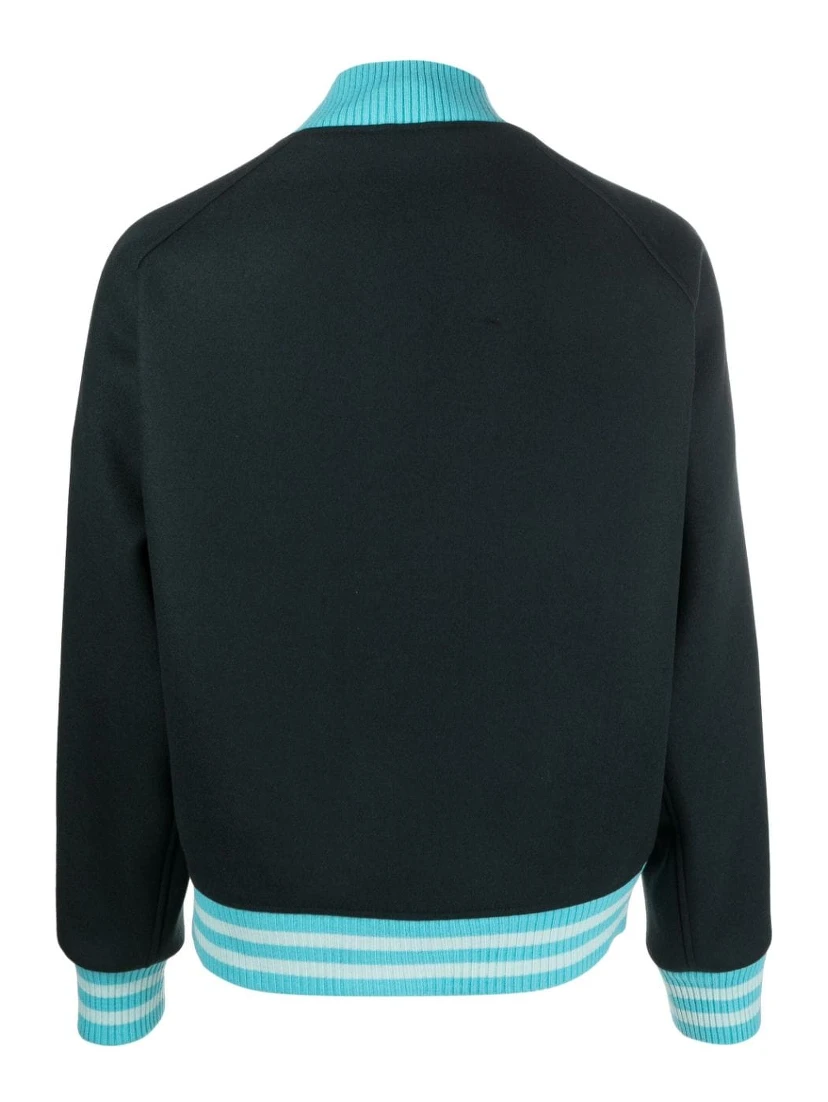 Logo-print Wool-blend Bomber Jacket In Black