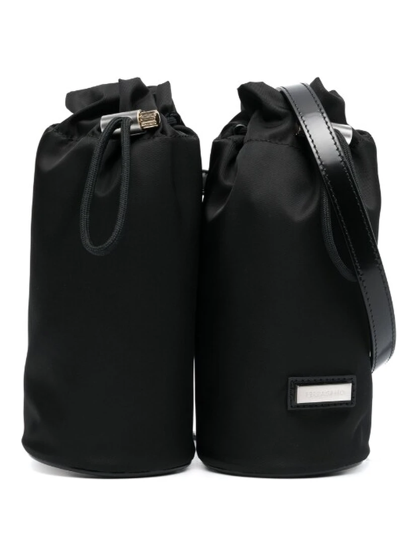 Hybrid Double-bottle Belt Bag In Black