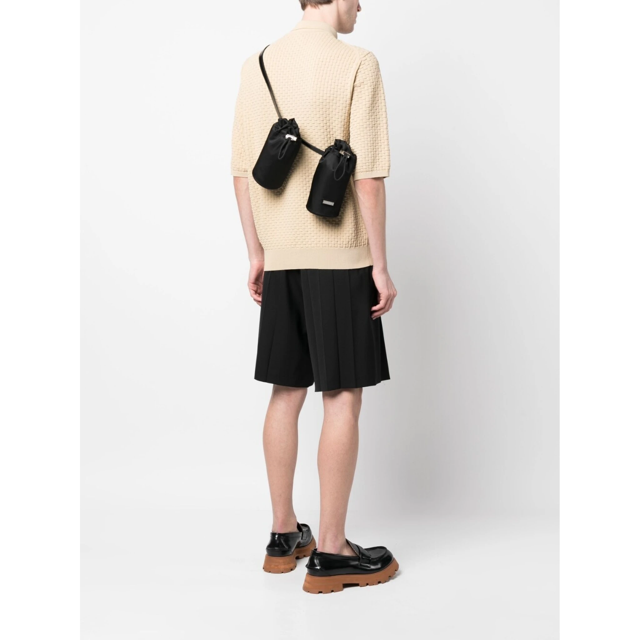 Hybrid Double-bottle Belt Bag In Black