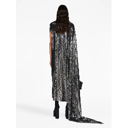 Minimal Metallic-effect Gown In Black