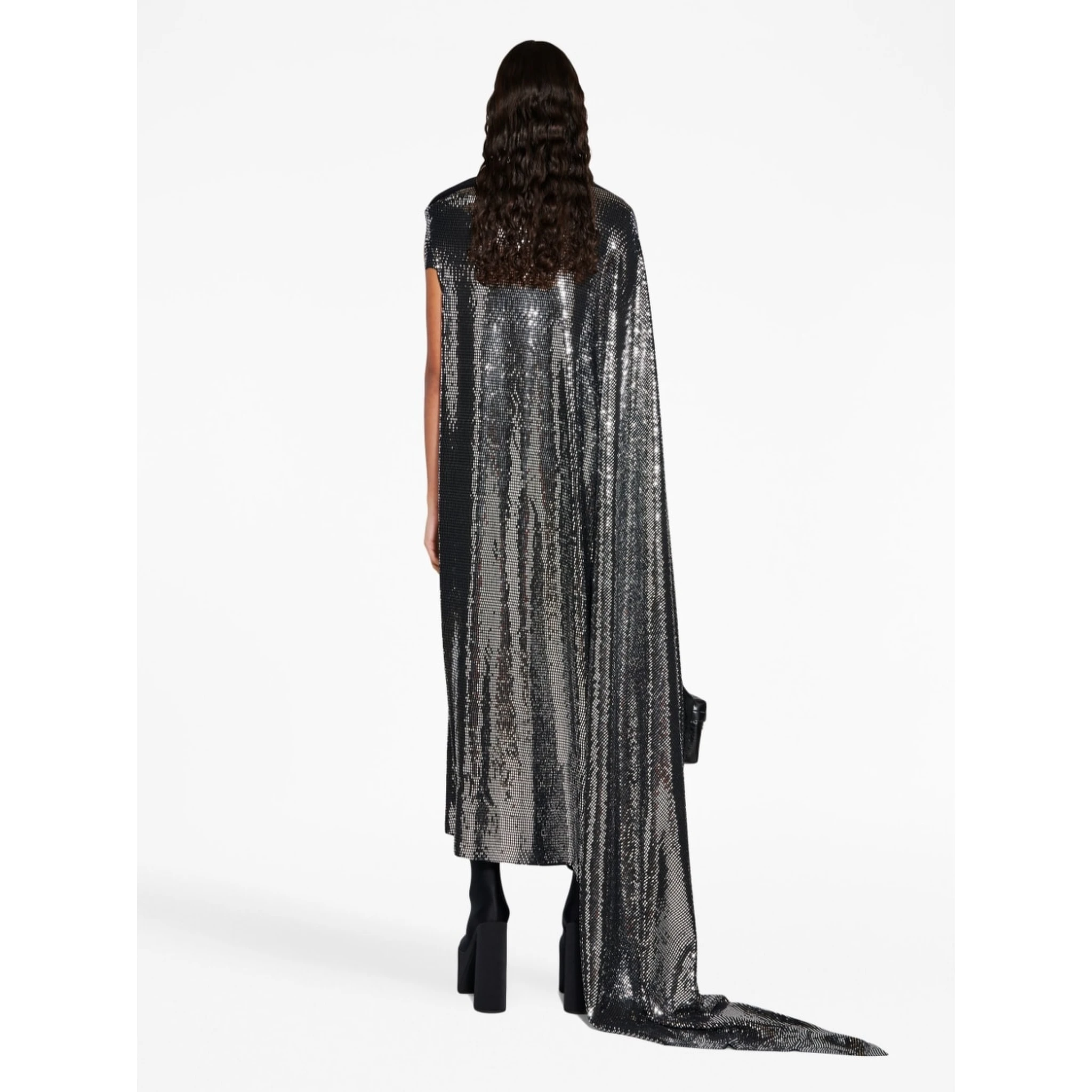 Minimal Metallic-effect Gown In Black