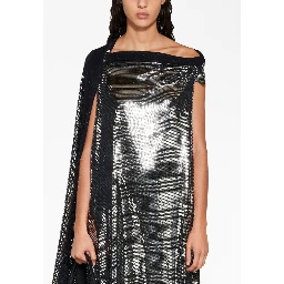 Minimal Metallic-effect Gown In Black