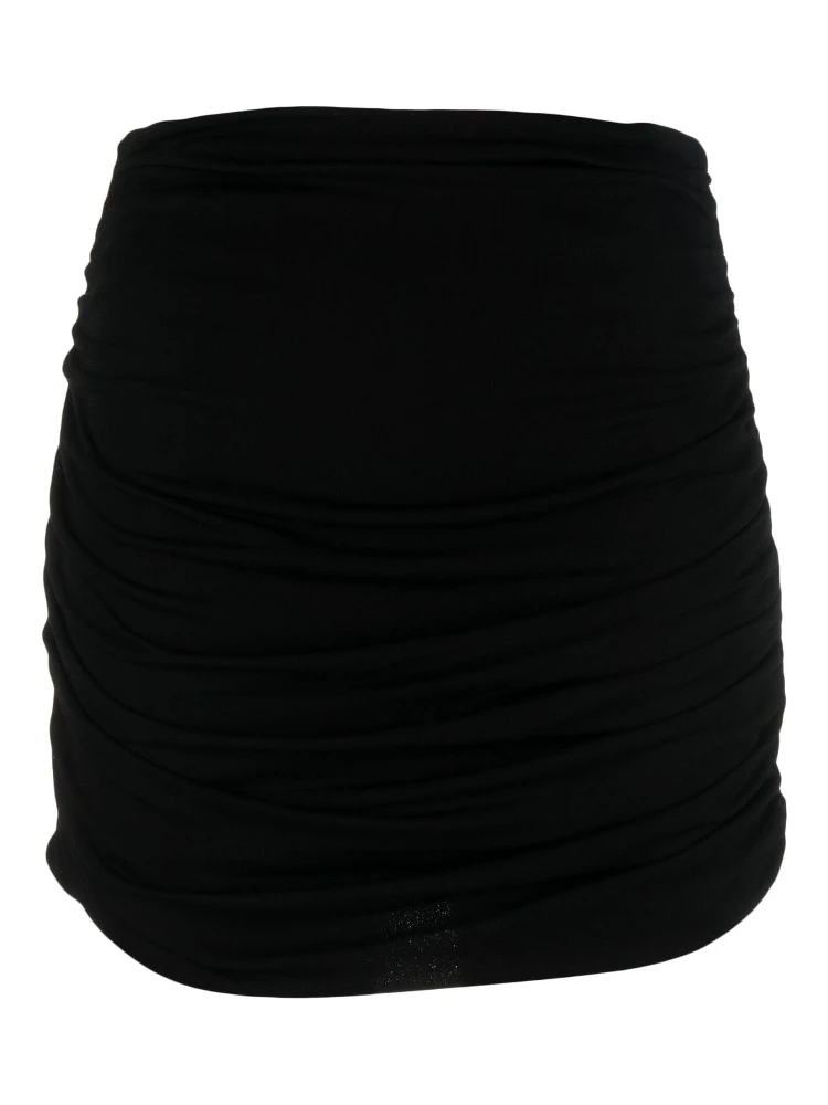 ruched high-waisted mini skirt