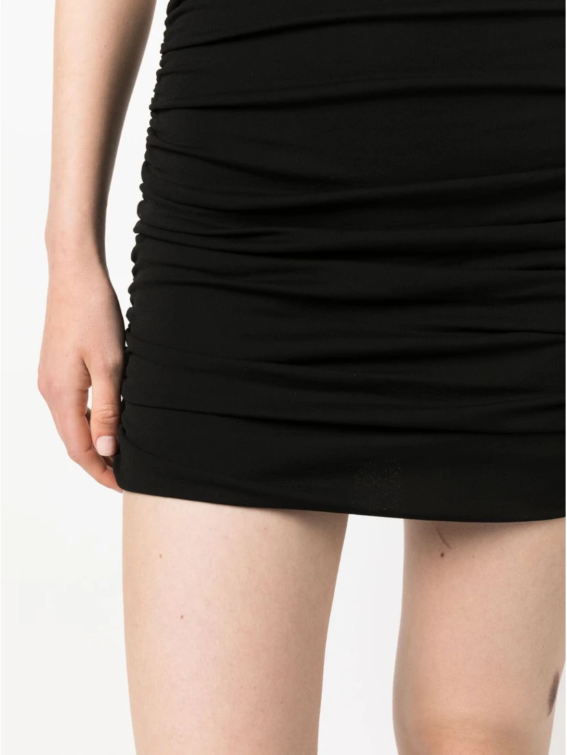 ruched high-waisted mini skirt