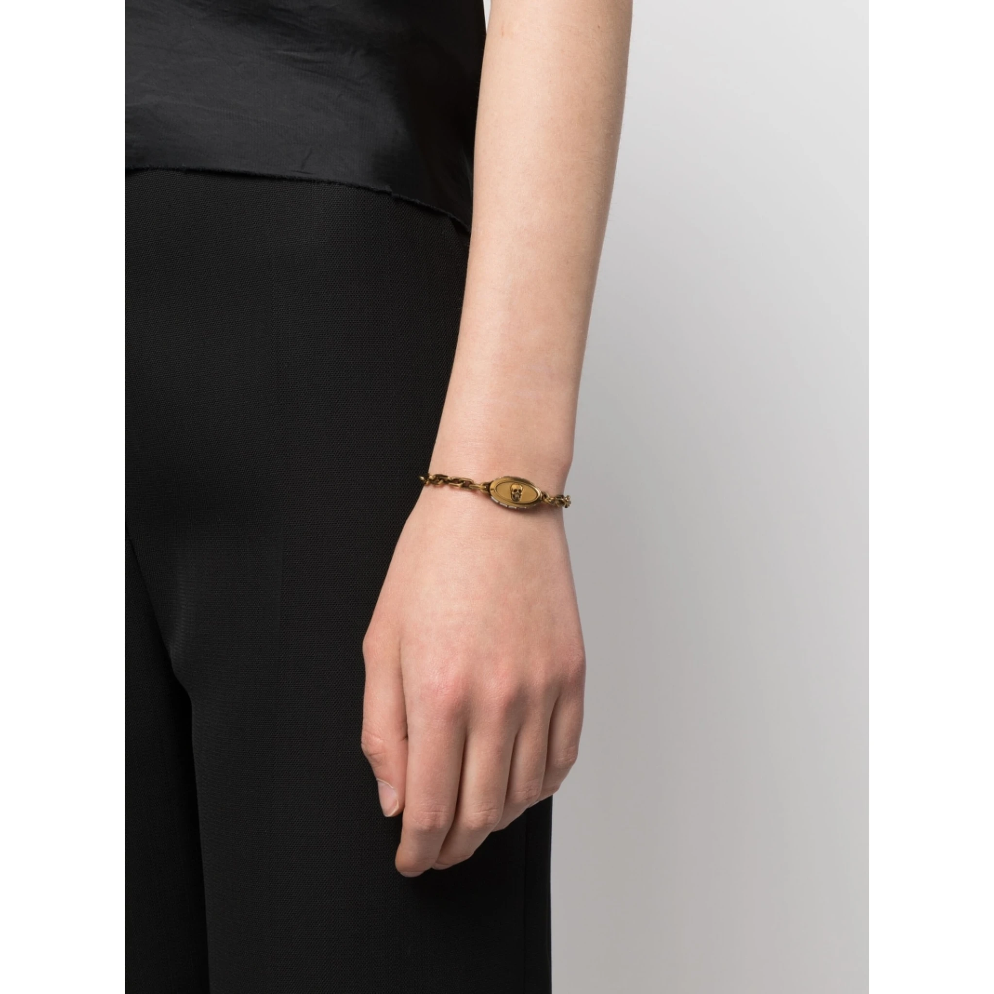 skull-detail chain-link bracelet