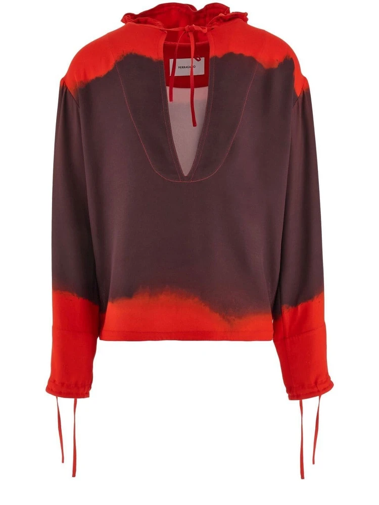 gradient-effect hooded kaftan