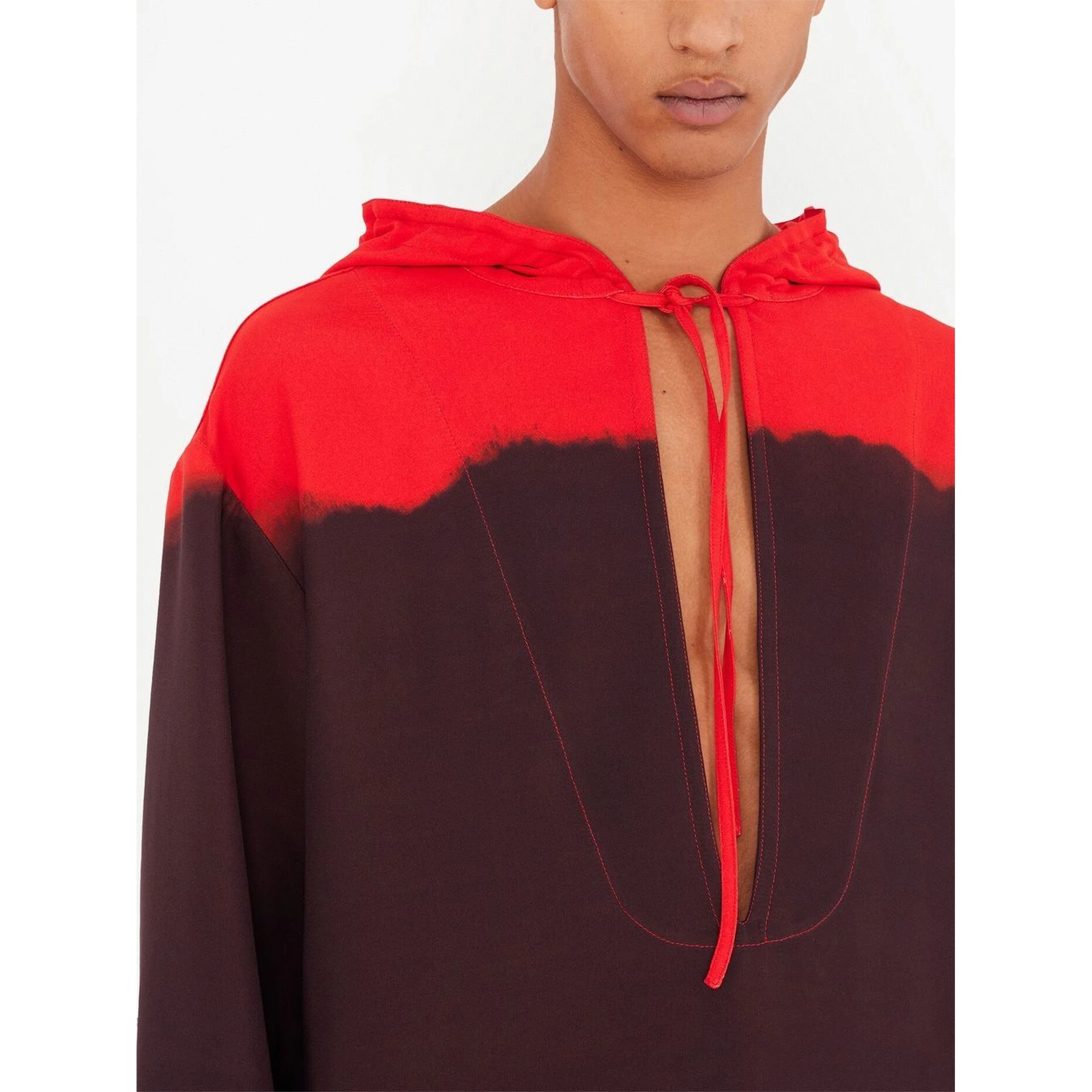 gradient-effect hooded kaftan