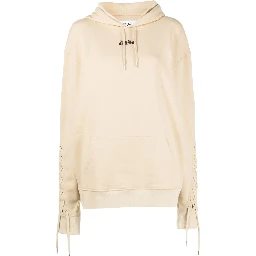 Beige Logo Cotton Hoodie